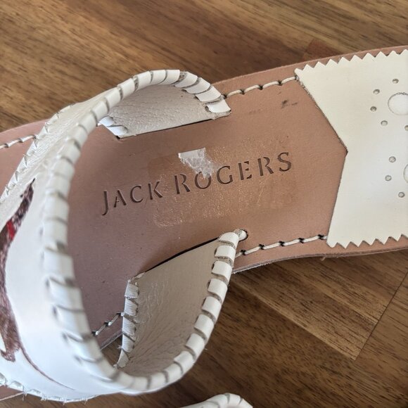 Jack Rogers White sandals size 9.5 White Embroidered Dogs Resort Preppy Beachy - Picture 8 of 14
